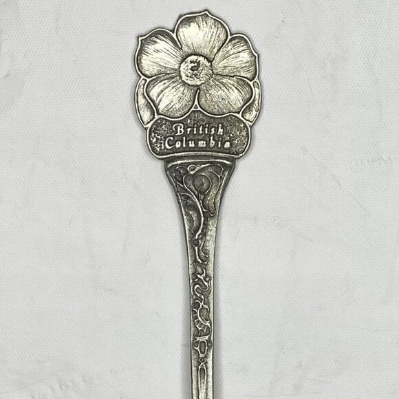 Souvenir Spoon British Columbia 4 3/4" Pewter By Boma Made In Canada Travel EUC - Picture 2 of 6